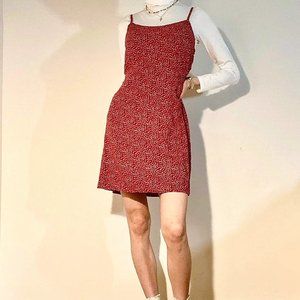 NWT Brandy Melville Red Ditzy Floral Print Spaghetti Strap Dress